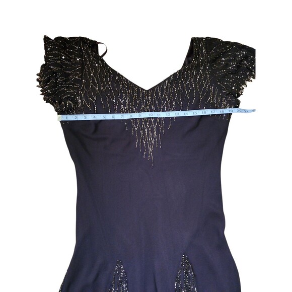 Jkara Vintage Y2K Brown Sequined Fairy Whimsygoth Midi Dress Size 16 Asymmetric - Picture 6 of 8